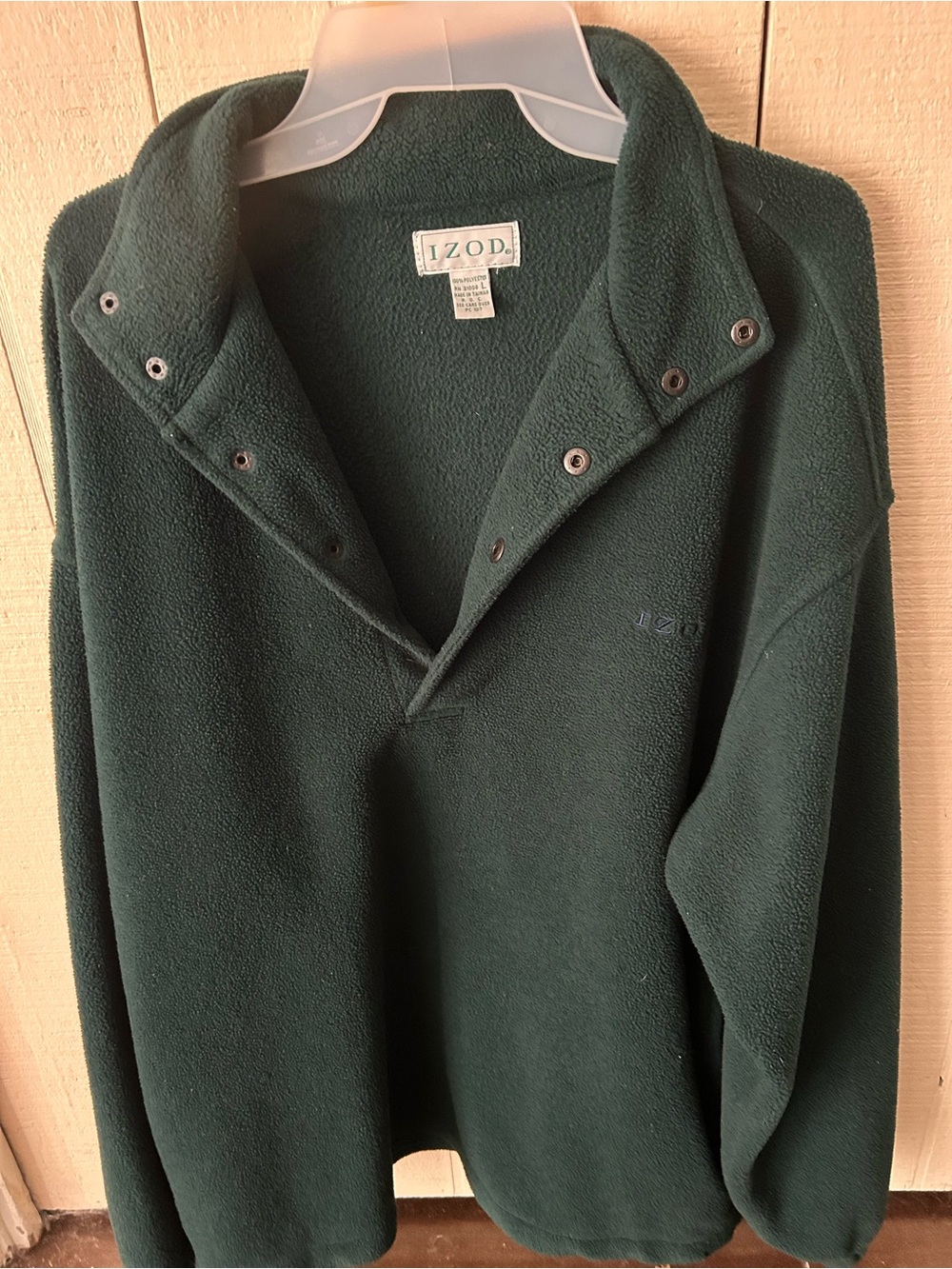 Vintage Izod Men's Dark Green Snap-Front Fleece Pullover